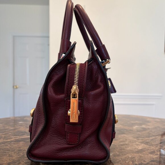 MICHAEL KORS Collins Studded Medium Leather Satchel in Merlot - Picture 2 of 14